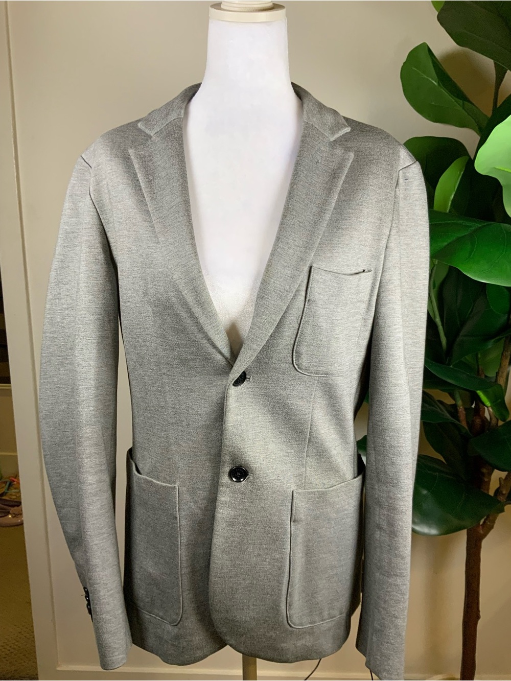 Armani Exchange Light Gray Single-Breasted Blazer